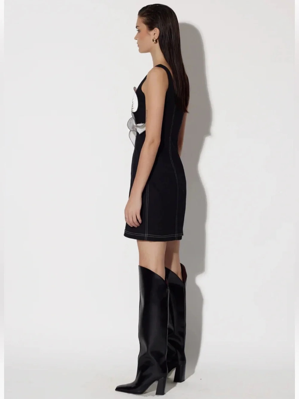 Twinkle Hanspal Kiska Cynthia Mini Dress Black 3D Flower Women Size XS NEW‎